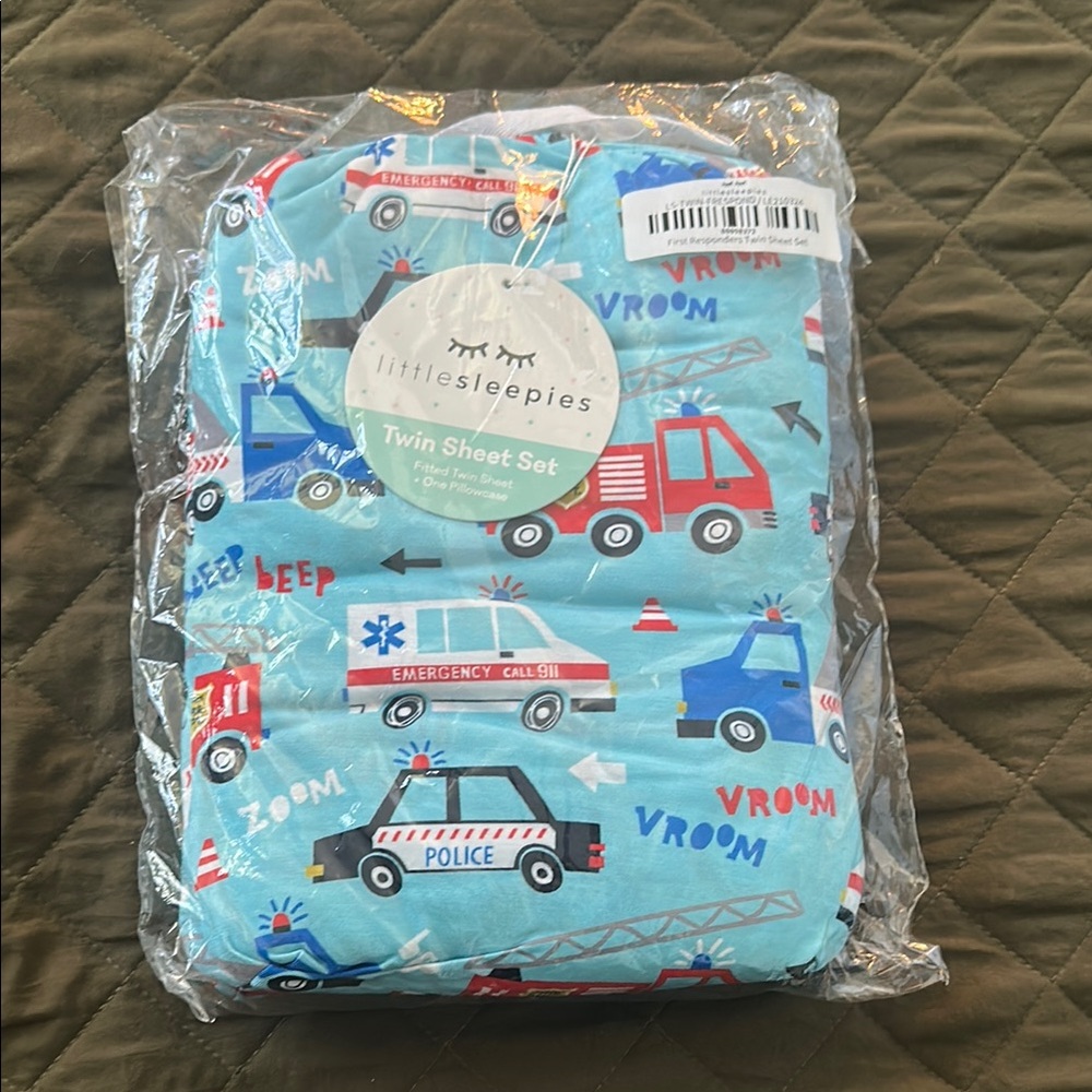 NIB Little Sleepies Twin Sheet Set with Vehicles - Never Opened!